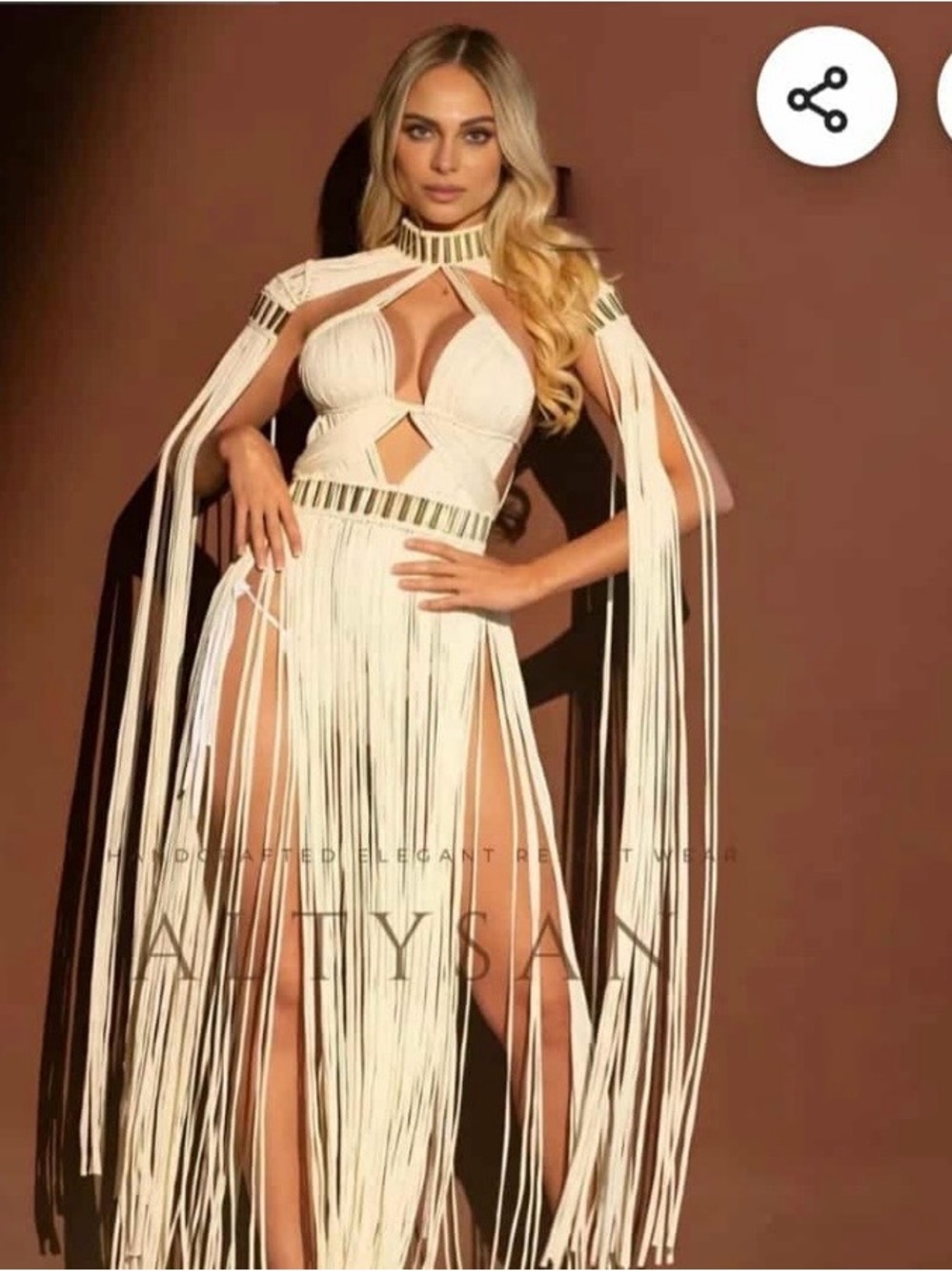 NWT White Macramé Fringe Maxi Dress - MEW MEWS - Picture 8 of 8